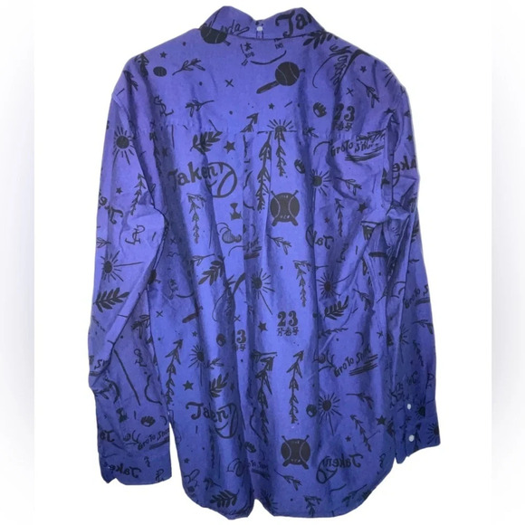 Soulland Button Shirt Baseball Theme Mens Size Large Blue Black Modern Designer - Picture 3 of 10